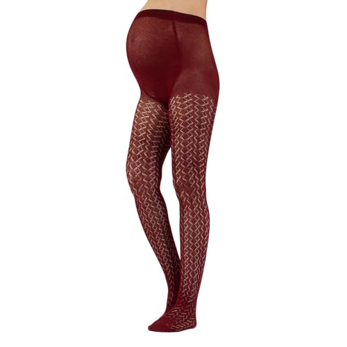 CALZITALY stickade strumpor av bomull | mönstrade graviditetsstrumpbyxor | grå, brun, svart, bordeaux, blå | S, M, L, XL | Made in Italy