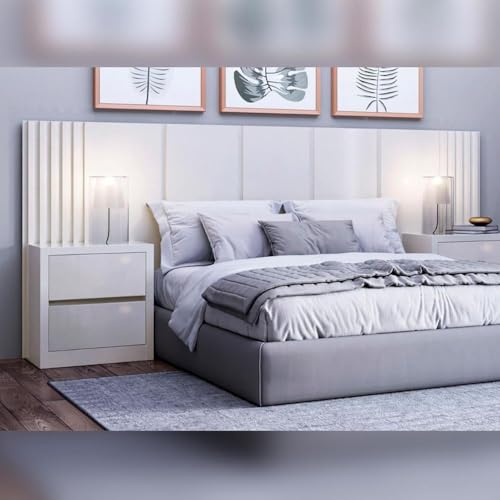 Cabeceira de Casal Ripada 270cm Dalla Costa - Off White