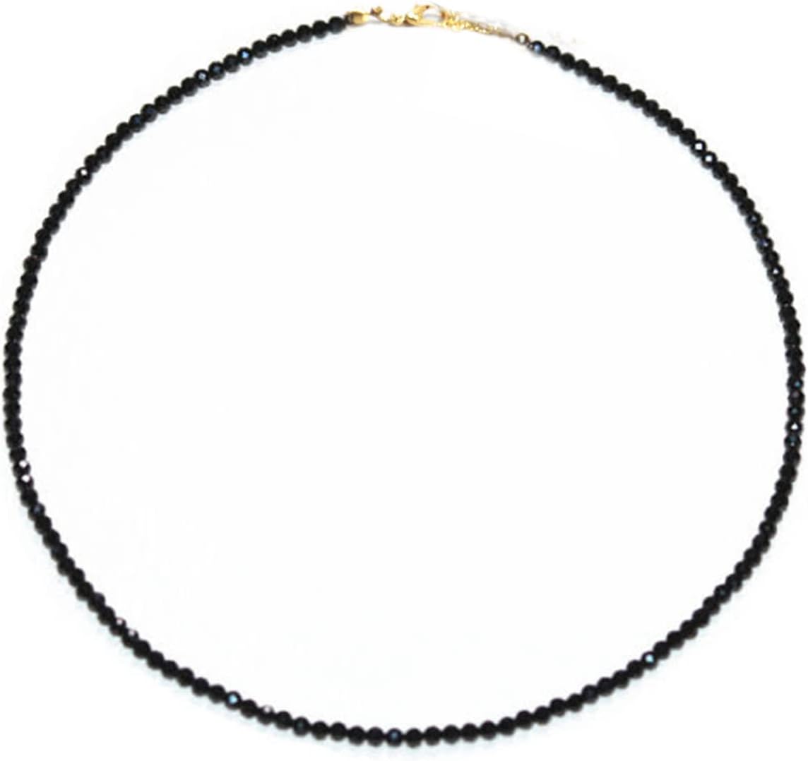 Black Dainty Beaded Choker Necklace for Women Trendy Boho Beaded Chain Choker (Black)