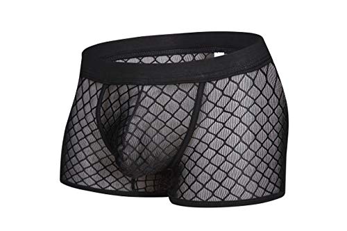 Leories Men's Briefs, Soft Mesh Underpants See-Through Underwear M Black