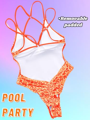 Image of ShawGobow Sexy Swimsuit for Women,Backless Scrunch Butt High Cut Monokini,One Piece Cheeky Bathing Suit Beach Pool Party