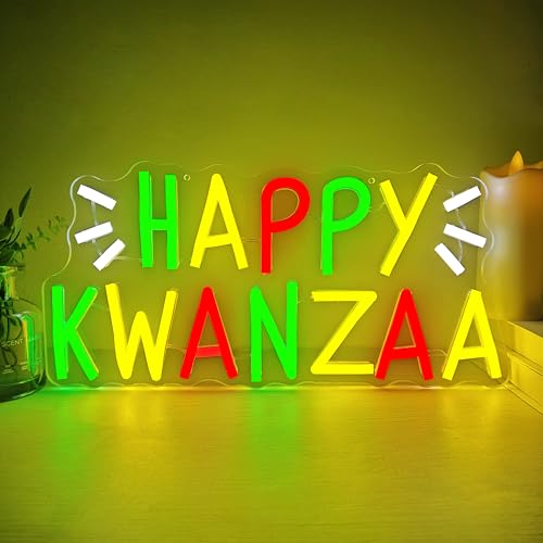 FuugZze Happy Kwanzaa Neon Signs for Wall Decor LED Kwanzaa Decorations,Kwanzaa Neon Light...