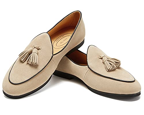 Image of Journey West Men's Suede Leather Belgian Loafers for Men Slip-on Casual Penny Casual Loafers