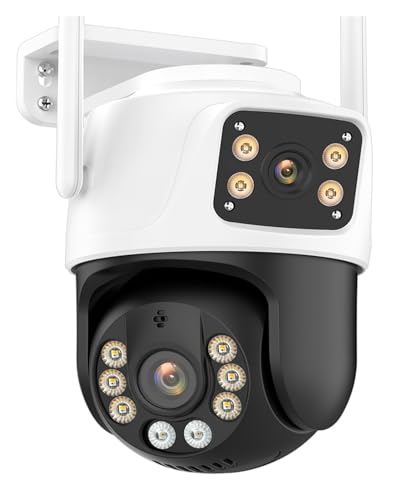 CSDASW Cámara PTZ 4K 8MP Lente Dual Pantalla Dual cámara IP 4MP HD Seguridad cámara de videovigilancia CCTV Seguimiento automático P2P(8MP NO Card)