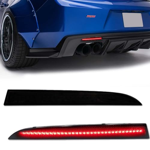 Image of LED Rear Bumper Reflector Lights for Chevrolet Camaro 2016-2024, Traverse 2013-2020, Red Rear Brake Tail Lamps Smoked Lens, 2 PCS
