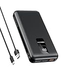 [Schnelles Aufladen & Intelligentes Aufladen] Erleben Sie eine maximale Ausgangsleistung von 20W (9V/2,2A) bei dieser Powerbank. Sie erkennt intelligent angeschlossene Geräte und verteilt den Strom effektiv. Der USB-C-Eingangsanschluss unterstützt einen maximalen Stromausgang von 18W (12V/1.5A) und lädt sich über einen Schnellstecker in nur 9 Stunden von 0% auf volle Kapazität auf