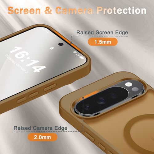Image of for Google Pixel 10 /10 Pro Case, Matte Magnetic Phone Cover [with 1 Screen Protector] [Support for MagSafe] [Shockproof Military Grade Protection] Translucent Frosted Back, Brown