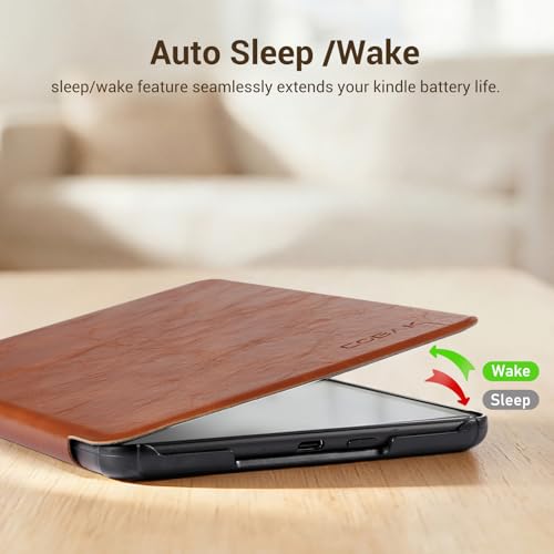 Image of CoBak Case for Kindle Paperwhite 12th Gen 2024 (7 inch) & Colorsoft Signature Edition - All New PU Leather Cover with Auto Sleep Wake Feature for Paperwhite Signature 2024 Released, Brown