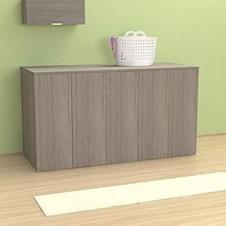 Ve.Ca. Mobile lavanderia con ante Riga 175 cm in legno, copri lavatrice/asciugatrice, diversi colori, anche su misura, bagno (Rovere grigio)