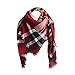 100% Acrylic Flannel Blanket Scarf for Women Edge Fashion Winter Fall Scarfs Infinity Scarf Lightweight Plaid Scarf Good Gift Flannel Frayed Winter Scarf (Red Navy White)