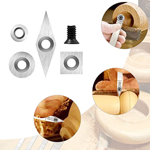 8Pcs Tungsten Carbide Cutters Inserts Set for Wood Lathe Turning Tools, (11mm Square + 12mm Round + 8.9mm Round + 30x10mm Diamond) with 4 Screws 6 8Pcs Tungsten Carbide Cutters Inserts Set for Wood Lathe Turning Tools, (11mm Square + 12mm Round + 8.9mm Round + 30x10mm Diamond) with 4 Screws - Image 6