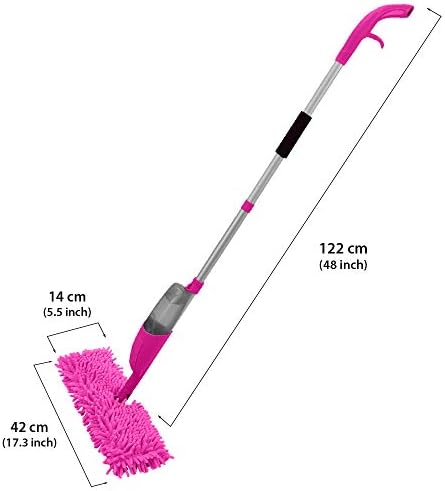 ANSIO Spray Mop Microfibre Floor Mop with Spray, Reusable Microfiber Pad (Machine Washable) and Refillable Bottle.Suitable for Wood, Vinyl, Marble, Tiles and Laminate Floor Cleaning -Pink