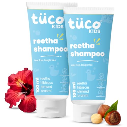 Image of Tuco Kids Mild Shampoo With Soapnut, Almond, Henna, Pomegranate | Ages 2-5, 4-10, 10-15, 5-10 Years | Paraben, SLS & Sulphate Free | pH 5.5, Vegan & Tear Free | 100 ml (Pack of 2) |