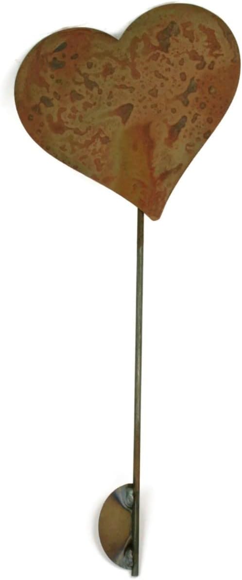 Peace and Heart Staked Signs or Wall Art Rustic or Powder Coated Finishes (Heart Small Stake 21", Naturally Rusted)
