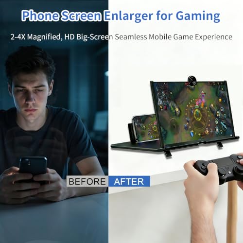 KUVPIUS Phone Screen Magnifier, 3D HD Screen Amplifier Fresnel Lens Eye Protection, Foldable Pull-Out Screen for Movies & Online Learning, Universal Projector Screen Enlarger for All Smartphones — view 5