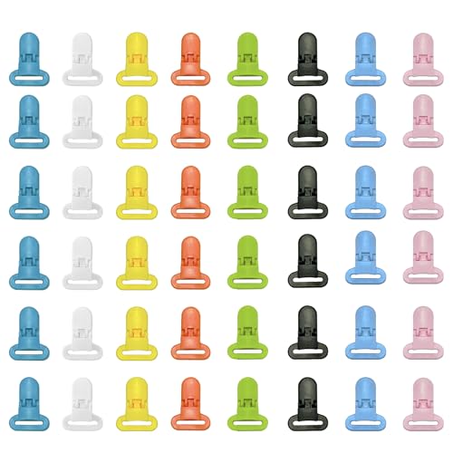 48 Pieces Pacifier Clips Holders Plastic Suspender Clips for Pacifiers for DIY Teething Toys Baby Blankets Bib,9 Colors (48)