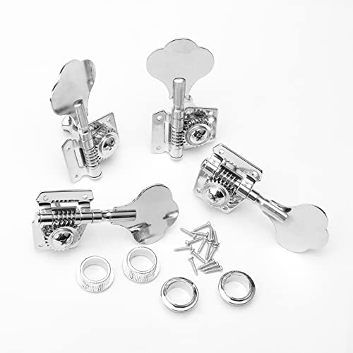 4 Right Hand Bass Guitar Tuning Pegs Bass Vintage Opened Machine Heads Chrome #TOP4