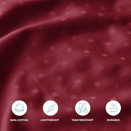 Image of Blue Dahlia 100% Cotton, Standard Size Pillow Covers (18 inch x 28 inch), Set of 2 Pillow Covers, Silky Smooth Feel, 500TC Dotted Premium Pillow Covers, Colour: Wine Red