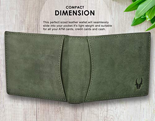 WildHorn Blue Leather Men's Wallet (WH1173) (MOSS GREEN) 9 41I5E3CeC+L