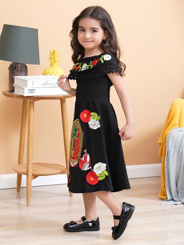 Image of Mexican Dress for Girls Traditional Vestidos Mexicanos Cinco de Mayo Embroidered Dresser Toddler Kids