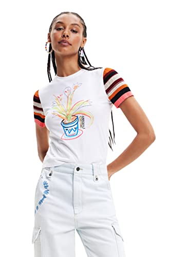 Desigual TS_Jarron 1000 T-Shirt, Blanc, XL Femme