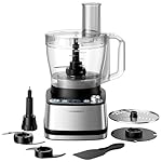 Food Processor, 4 Programs & Pulse,1000W Max Power,12 Cups Total Volume for Slicing, Mincing, Dicing, Shredding, Puree, Dough and Vegetable Chopper Clean Bowl Scraper, Stainless Steel