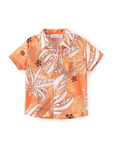 Disney Princess-Moana Boys Hawaiian Shirt Beach Apparel Button Up Shirts for Toddler Boy Tropical Shirts Summer Kids Tourist Outfit Short Sleeve Floral Shirt Spring Children Clothes Yellow 4-5 Years