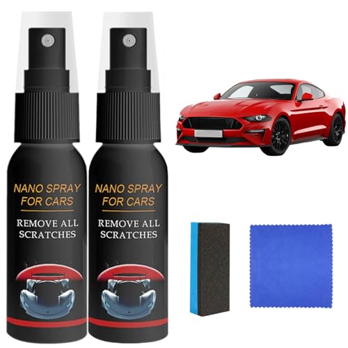 2PCS Nano Car Scratch Removal Spray Car Scratch Repair Spray Car Polish Car Scratch Remover Car Paint Coating Agent Car Scratch Remover Nano Technology Polish Deep Scratch&Swirl Mark Removal 30ML