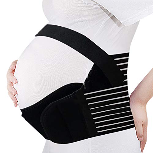 Hisret, Pregnancy Belly Support Band Breathable Hip Pelvic Lumbar and Lower Back Pain Relief Belt Brace Size Medium, Black