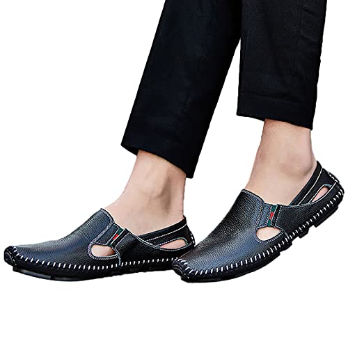 rismart Men's Leather Driving Loafers Comfort Slip on Moccasin Walking Shoes2