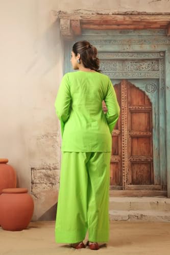 Image of REAM Women's Cotton Sleeveless Kurti and Farshi Salwar Set, Black, Ethnic Wear, Casual and Festive