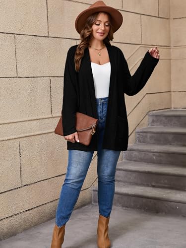 Image of AusLook Women's Plus Size Lightweight Open Front Cardigan 3 /4 Sleeve Cover Ups Shrugs Shawls and Wraps Kimono Jacket Coat