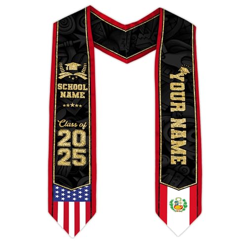 MonkeyVan Peruvians Graduation Sash, Peru Graduation Stole Custom Personalized Peruvians American Flag Graduation Sash 2025 Style 11