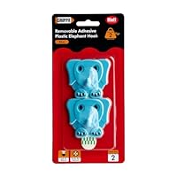 GRIPPA Self Adhesive Elephant Hooks, Removable Sticky Hooks, Holds Up to 2kg - Blue Pack of 2