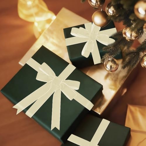 Image of Tsorode 10 Yards Cream Velvet Ribbon for Christmas Tree,1 Inch