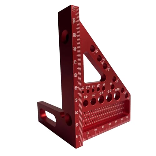 Miangerrn Precision Woodworking Square Set 3-in-1 Combination Square with T-Square and Speed Square - Red Aluminium Alloy Measuring Tool for Marking Layout Angle Measurement and Carpenter Tools