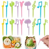 RAYNAG 72 Piece Musical Note Bento Box Food Picks Mini Fruit Toothpicks Cartoon Cactus Lunchboxes Picks Cupcake Dessert Lunch Accessories for Picky Eaters Party Kitchen Lunch