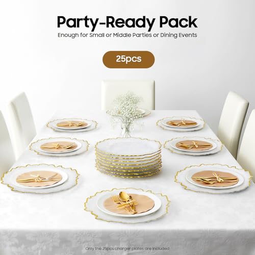 25 Platos Decorativos Redondos Dorados 13 pulgadas miniatura 4