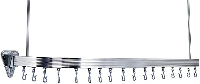 AQUALONA® Bend to Shape Flexible Shower Rail Kit - Extra Strong Wall Fitting with Easy Glide Hooks and Ceiling Supports - Simple Installation and Bend to Shape, Aluminium, Powder Coated