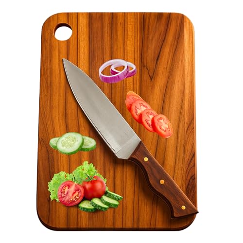 Image of Sensilo Chopping Cutting Board Vegetable,Fruit,Bread & Durable Safe & Heavy Duty, (35L x 25W cm, Teak Mapple)