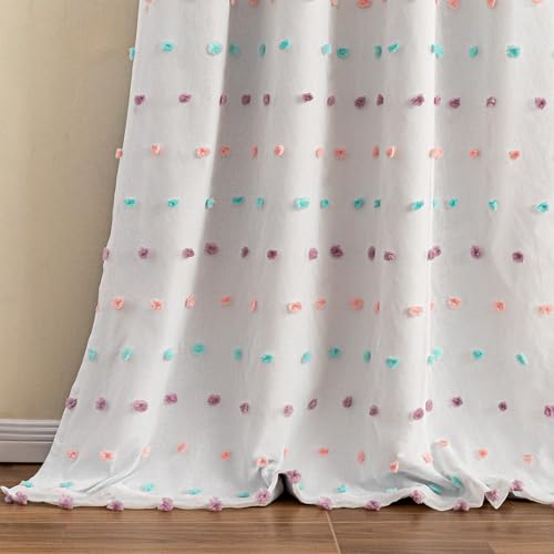 Image of MEETSKY Kids Blackout Curtains for Girls Bedroom,50x95 in Pom Pom Curtains | 100% Blackout Light Blocking Drapes,Nursery Curtain,Room Darkening,Thermal Insulated Grommet Drape,Rainbow,Cute,2 Panels Set