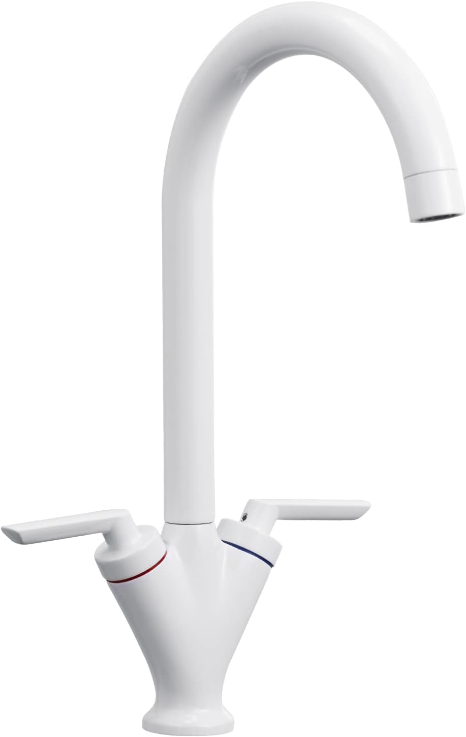 White Kitchen Tap, Hapilife Contemporary Matt White Kitchen Sink Tap Swivel Spout Monobloc Mixer Tap for Kitchen Sink 1 Hole, DT03F