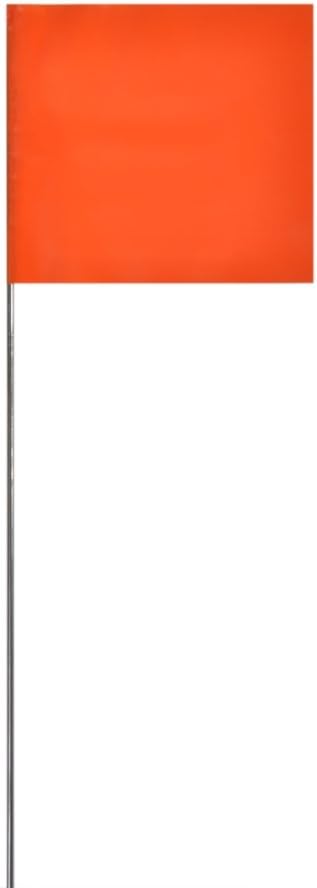 Swanson Tool Co FOR15100 2.5-Inch by 3.5-Inch Marking Flags with 15-Inch Wire Staffs, Orange, 100-Pack