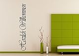 Wandtattoo wandaufkleber Aufkleber Wandsticker wall sticker Wohnzimmer Schlafzimmer Kinderzimmer 30 Farben zur Wahl Wandtext Wandwort Wandspruch spruch Zitat Küche Schriftzug Herzlich Willkommen wzt27(070 schwarz, Größe1:ca.60x10cm )