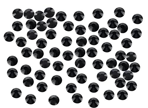 Image of 1440 Pieces Art Rhinestones No Hotfix Flat Back Glass Round Crystal for Jewelry Making with a Pick Pen (ss12 1440pcs, Jet Black
