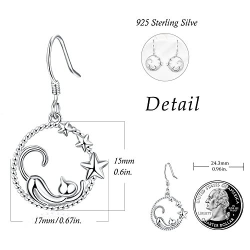 Dreamboat Valentines Day Gifts for Women Cat Dangle Drop Earrings for Women Sterling Silver Cat Hook Earrings Cute Animal Kitty Jewelry Anniversary Christmas Birthday Gift for Wife Mom Her by Dreamboat - Image 5