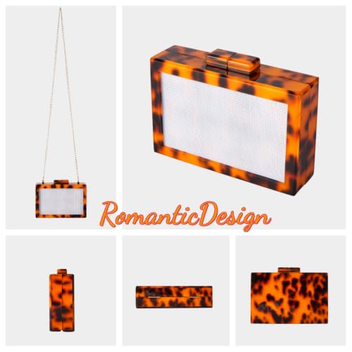Image of RomanticDesign Women Acrylic Handbag Rattan Woven Pattern Square Box Crossbody Handbag Shoulder Bag Chain Purse