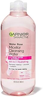 Garnier SkinActive Micellar Cleansing Water with Rose Water and Glycerin, All-in-1 Hydrating, For