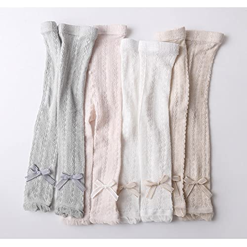 Suitboy Baby Girl's Footless Tights 4 Pack Mesh Ankle Knit Leggings Pants Ruffle Bowknot Summer Footless Pant For Toddlers(Bow,2T) #TOP5