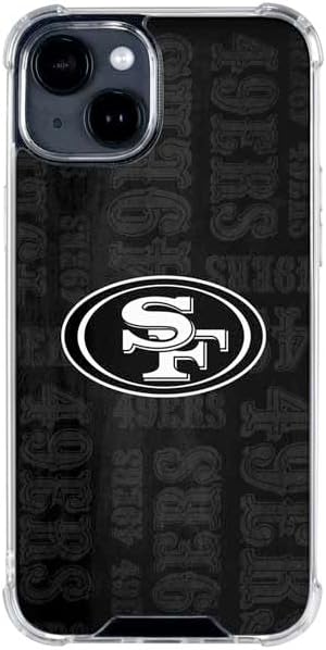 Skinit Clear Phone Case Compatible with iPhone 15 - Officially Licensed NFL San Franciso 49ers Black & White Design
